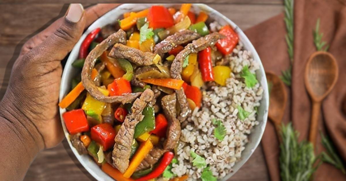 Vegetable Stir-Fry with Brown Rice and Krill Meat