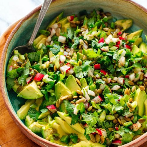 Avocado Olive oil Nuts Seeds Guacamole Salad 